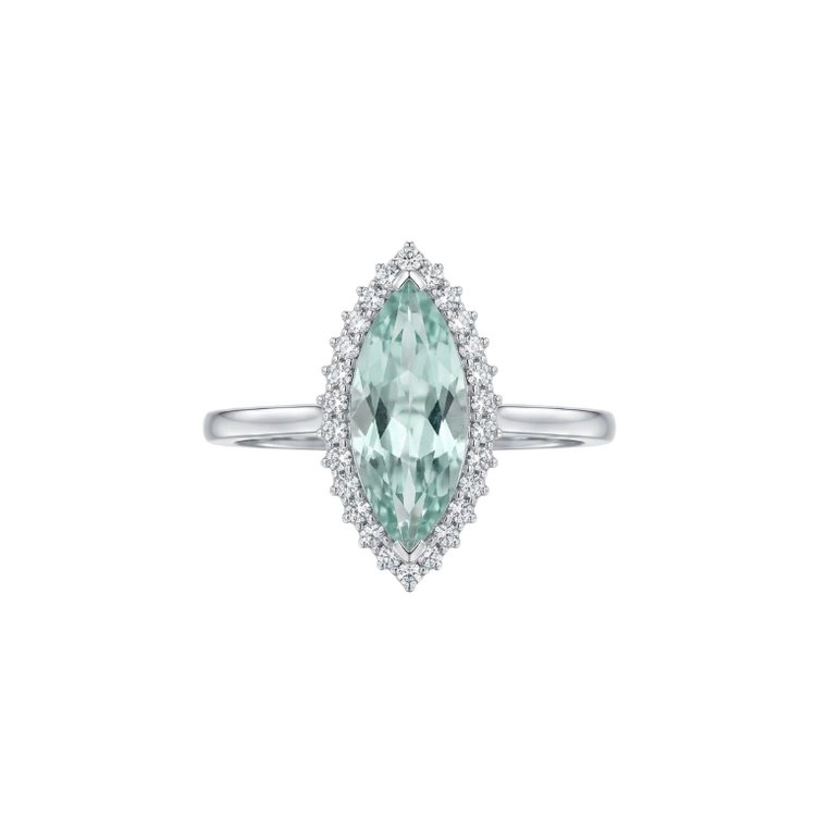 Anillo De Paraiba turmalina y diamantes