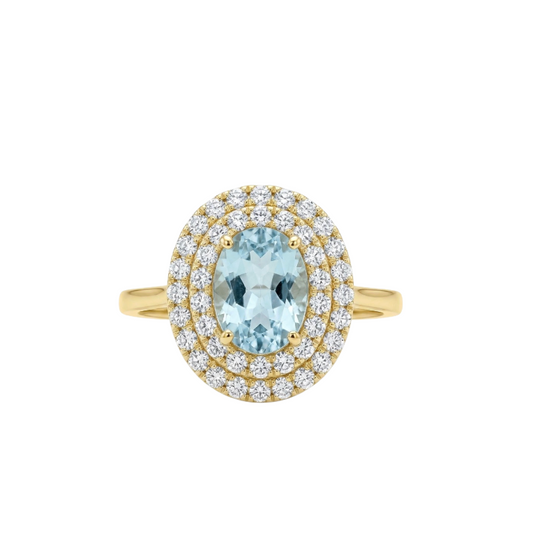 Anillo De Paraiba turmalina y diamantes