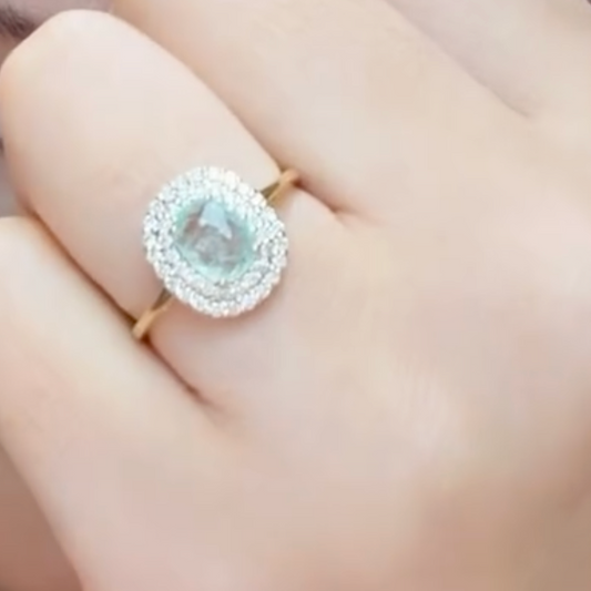 Anillo De Paraiba turmalina y diamantes