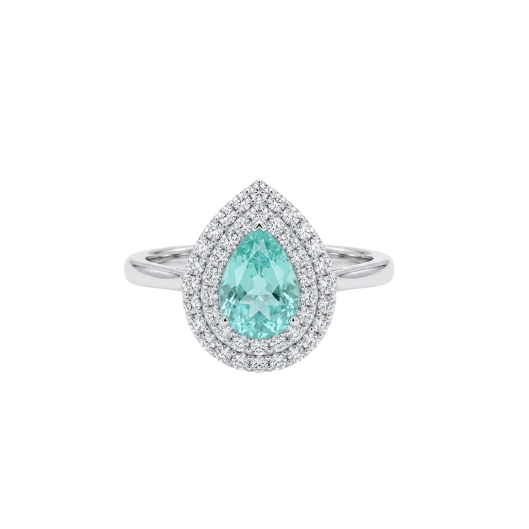 Anillo De Paraiba turmalina y diamantes