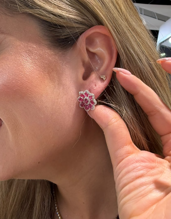 Aretes Rubí Diamantes