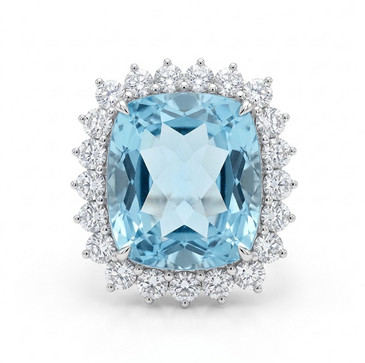 Anillo aguamarina con Diamantes