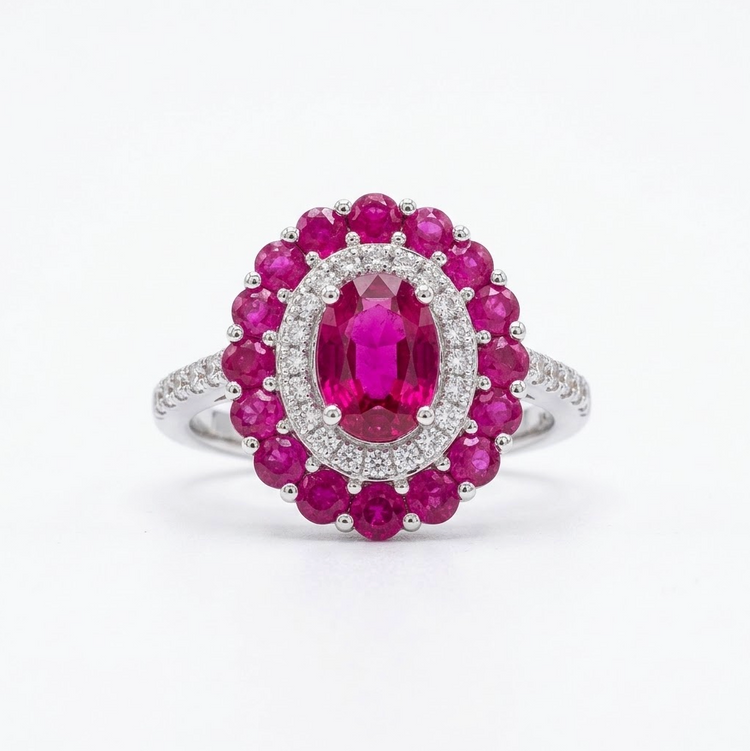 ANILLO RUBI Y DIAMANTES