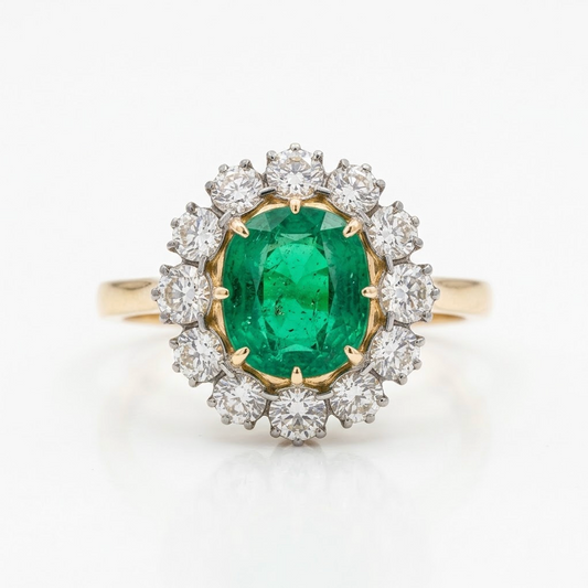 Anillo Esmeralda y Diamantes