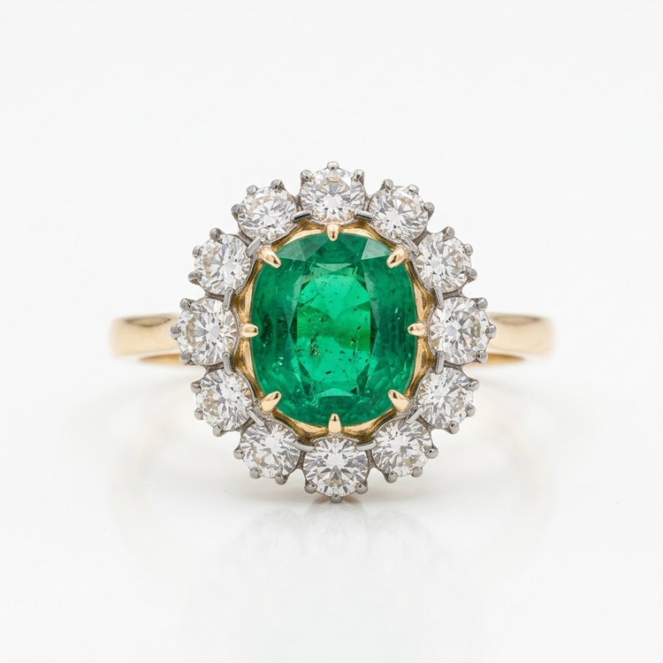 Anillo Esmeralda y Diamantes