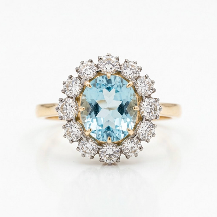 Anillo Paraíba y diamantes