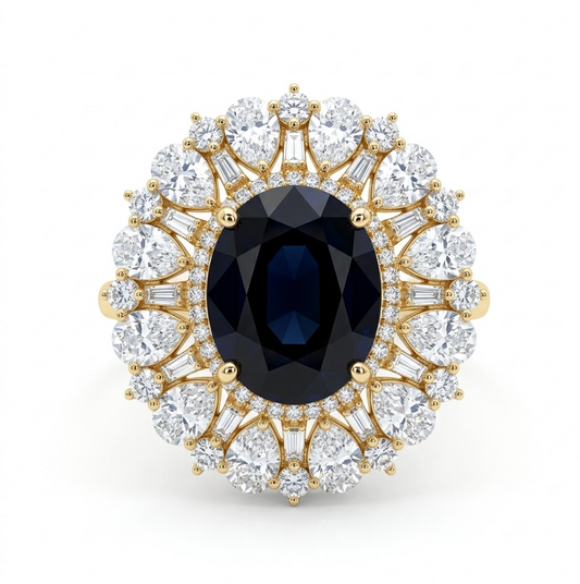 Anillo zafiro y Diamantes