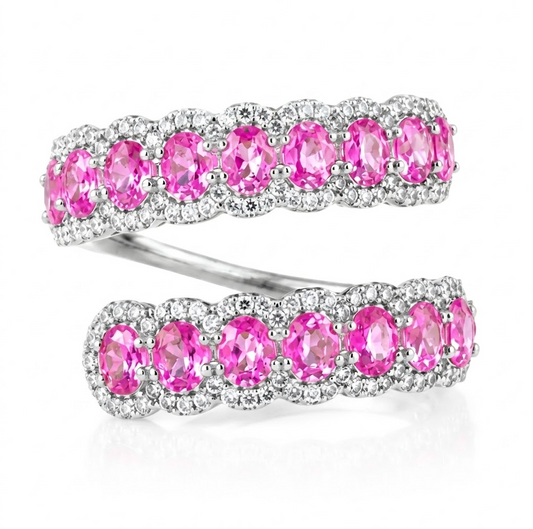 Anillo Zafiro Rosa y Diamantes