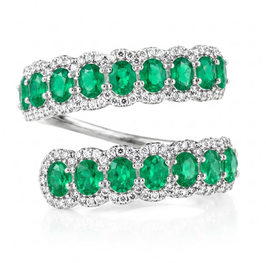 Anillo doble Esmeralda y diamantes