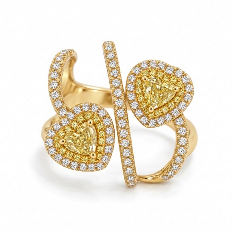 Anillo de Diamantes Double Heart en Oro