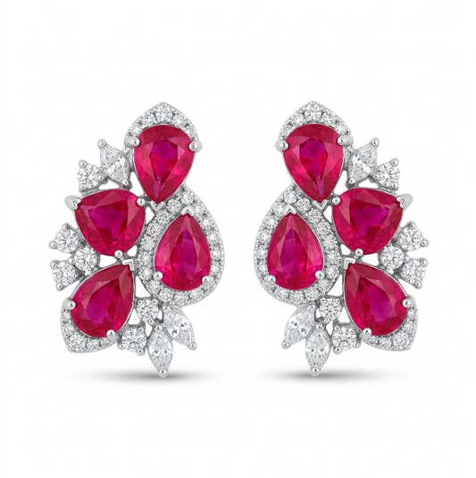 Aretes Rubi y diamantes