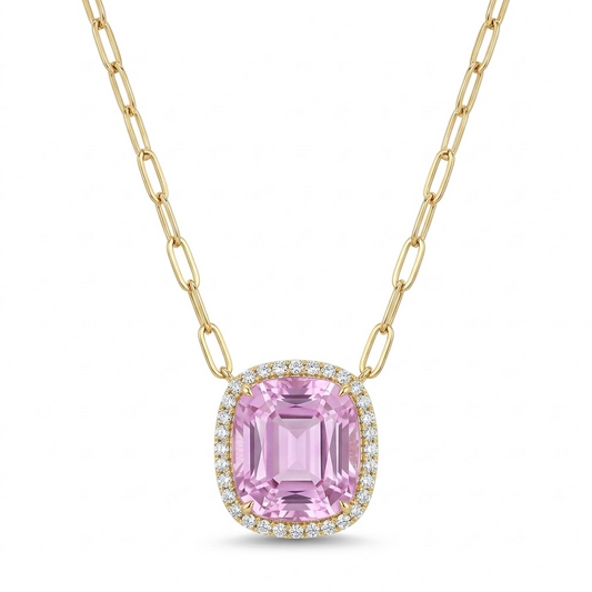 collar Kunzitas y Diamantes