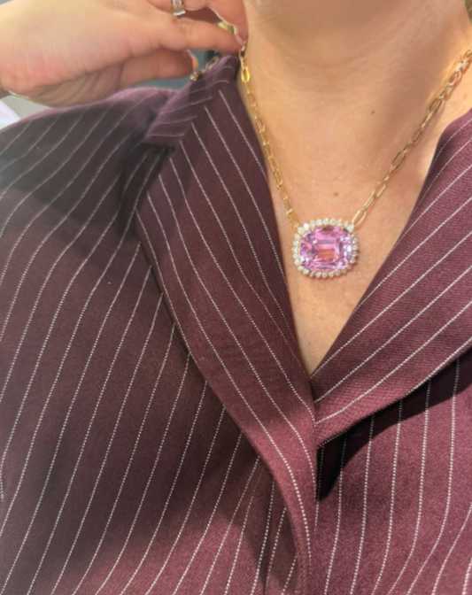 collar Kunzitas y Diamantes