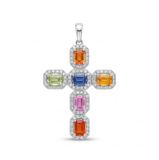 DIJE ZAFIROS COLORES Y DIAMANTES