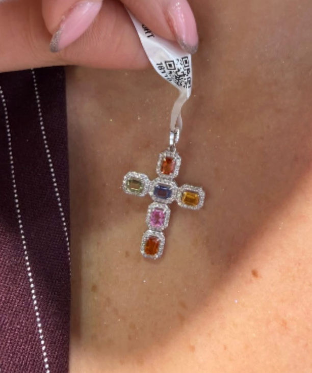 DIJE ZAFIROS COLORES Y DIAMANTES