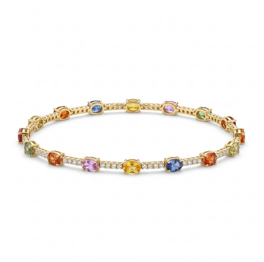Pulsera rainbow sapphire y diamantes