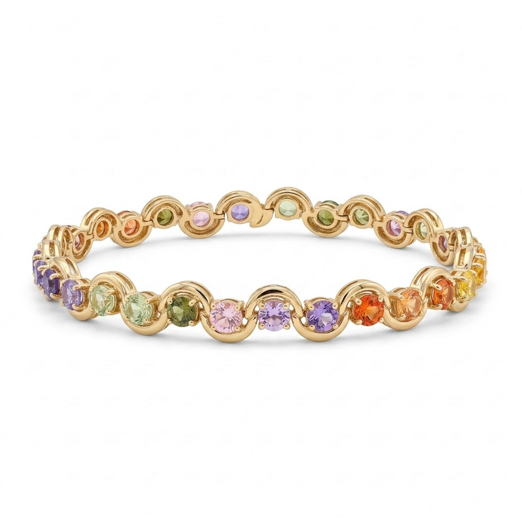 Pulsera wavy rainbow sapphire