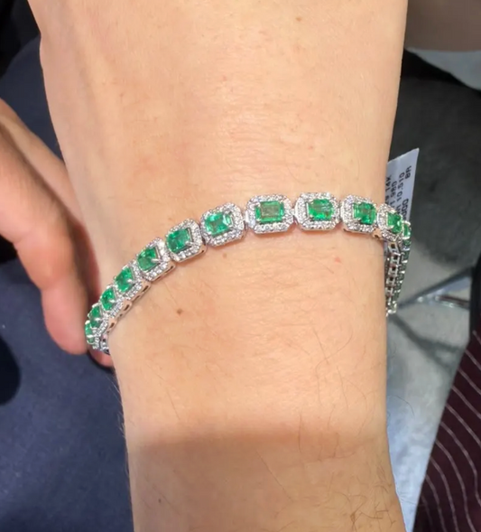 pulsera esmeraldas con halo de diamantes