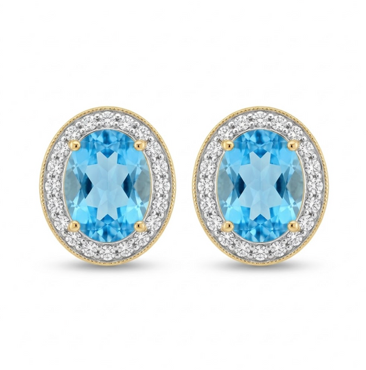 aretes diamantes y topacios