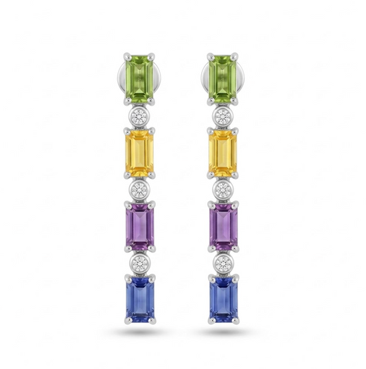 aretes rainbow zafiros colgantes