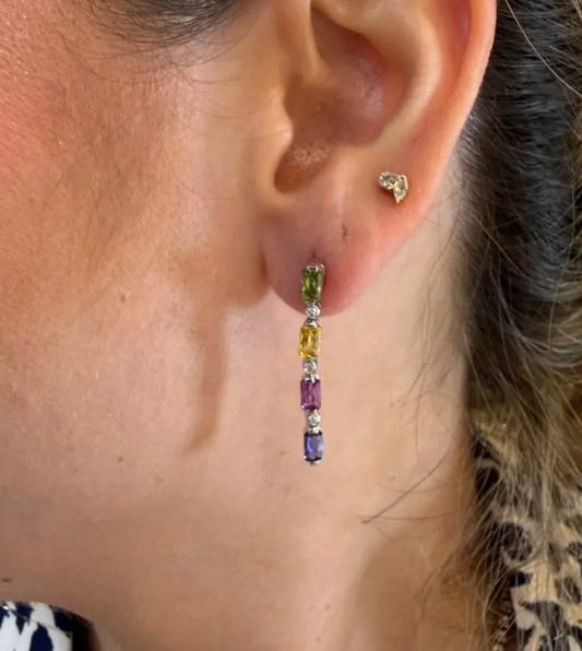 aretes rainbow zafiros colgantes