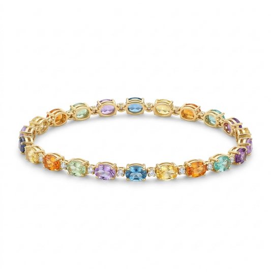 Pulsera zafiros rainbow y diamantes