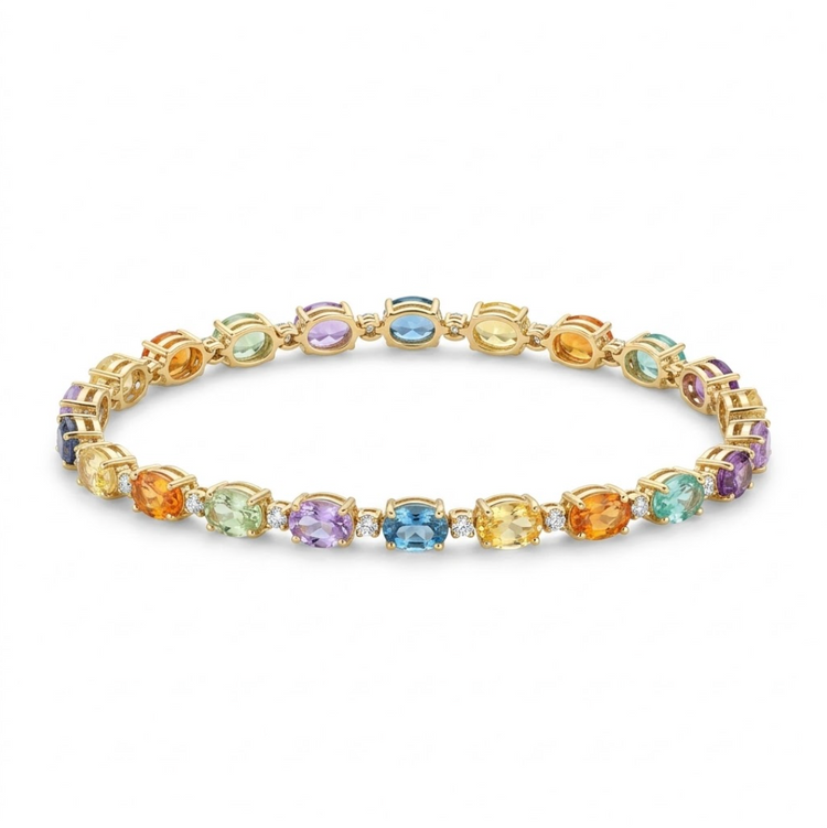 Pulsera zafiros rainbow y diamantes