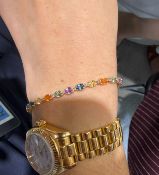 Pulsera zafiros rainbow y diamantes
