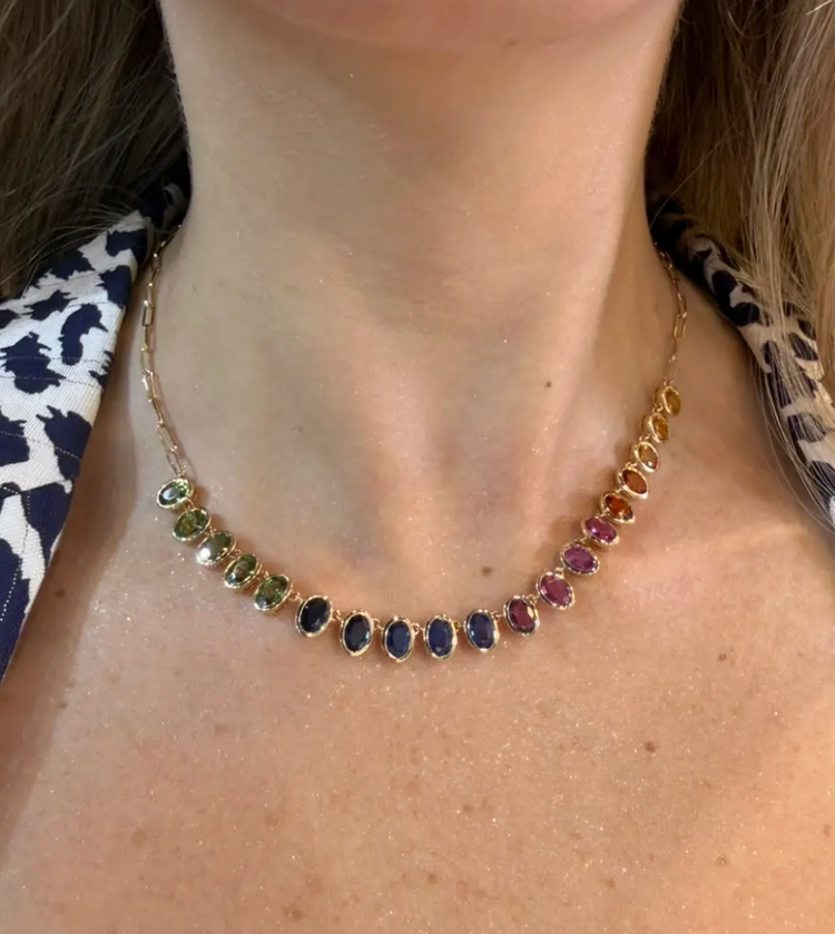 Collar oval zafiros rainbow