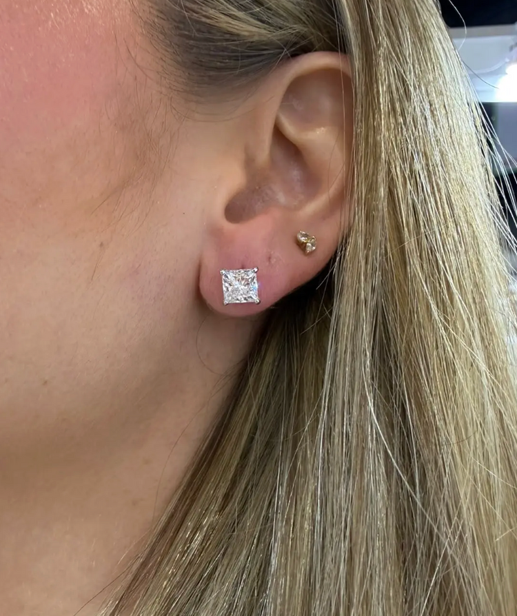 Studs Princess 3ctw