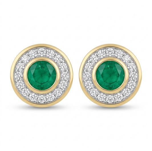 Aretes Esmeralda y diamantes