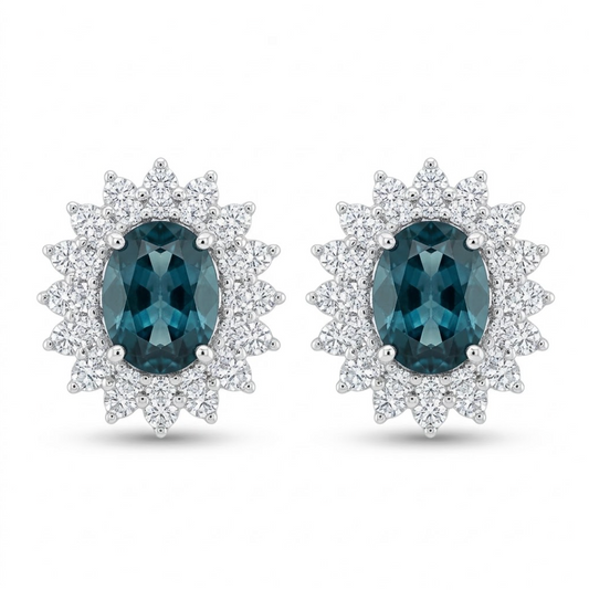 Aretes Aguamarina y diamantes