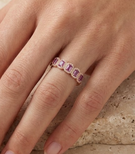 Anillo zafiro rosa