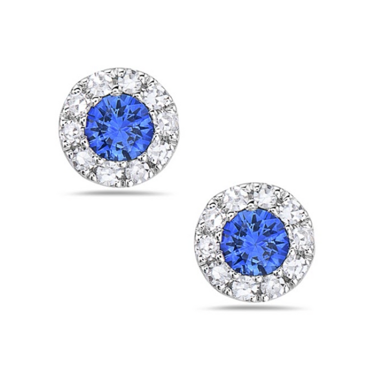 Aretes zafiro halo diamantes