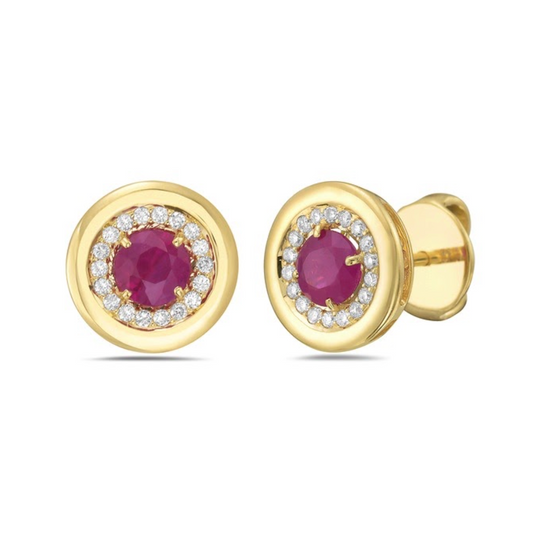Aretes Rubí y diamantes