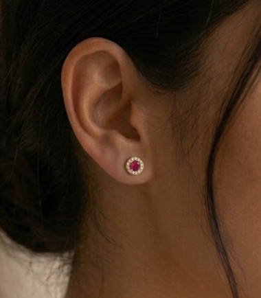 Aretes Rubí y diamantes