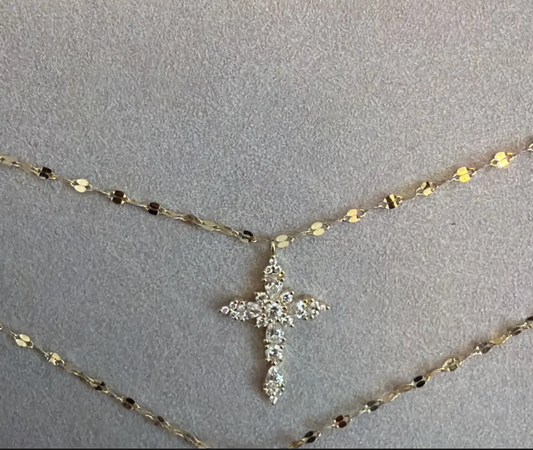 Collar dije cruz diamantes