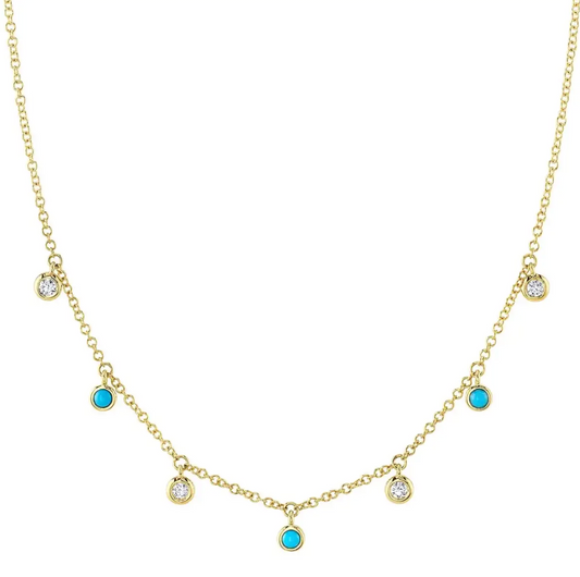 Collar diamantes y turquesas
