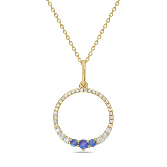 Collar circulo zafiros y diamantes