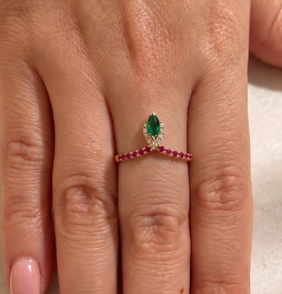Anillo Esmeralda y Rubí