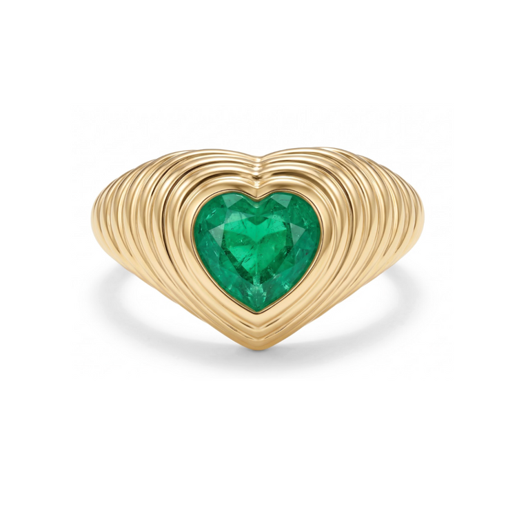 Anillo Chunky Heart Esmeralda
