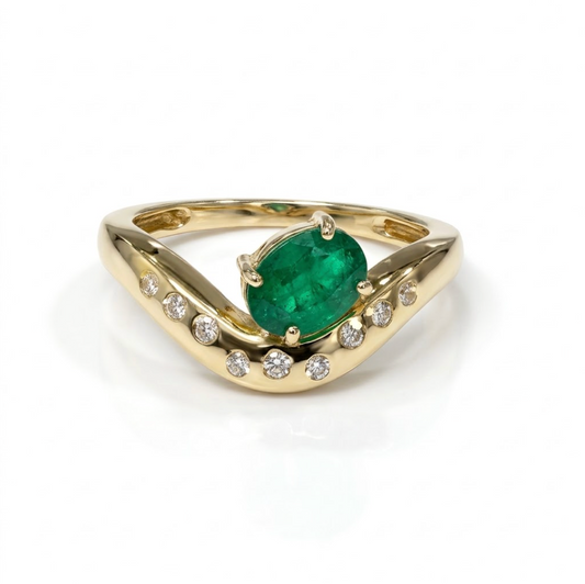 Anillo Asimétrico esmeralda