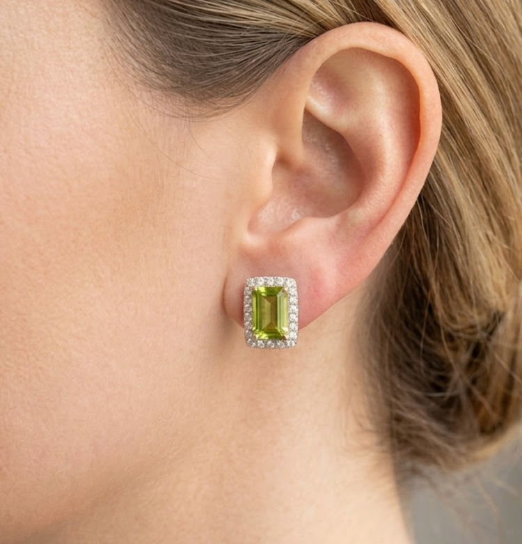 Aretes Peridoto Baguette