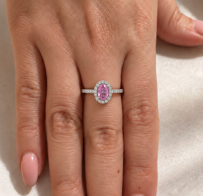 Anillo zafiro rosa
