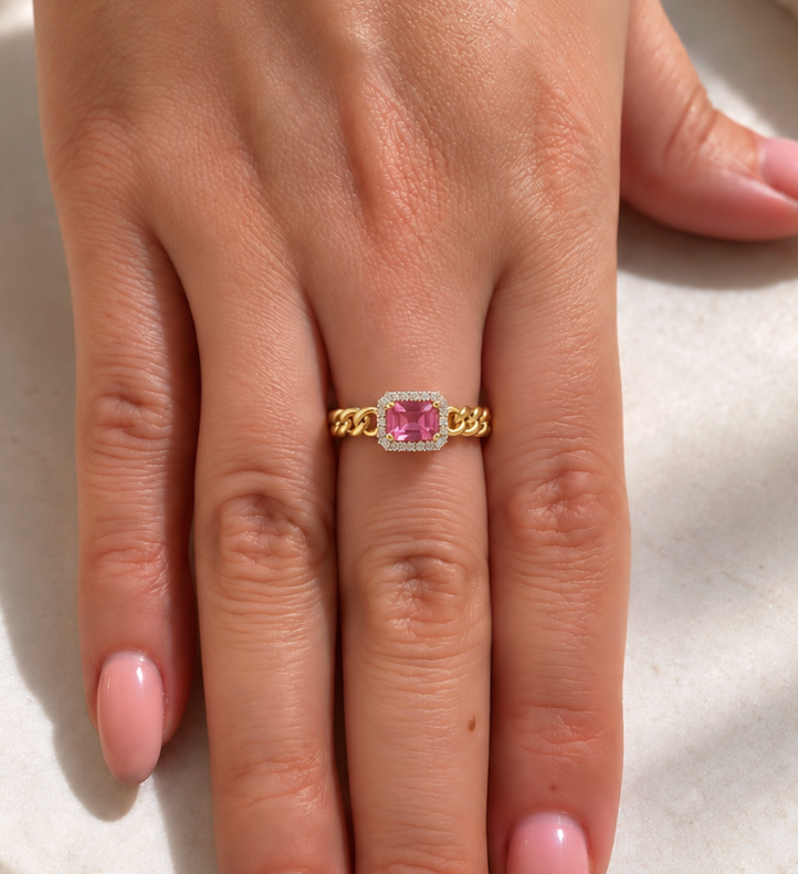 Anillo Zafiro rosa