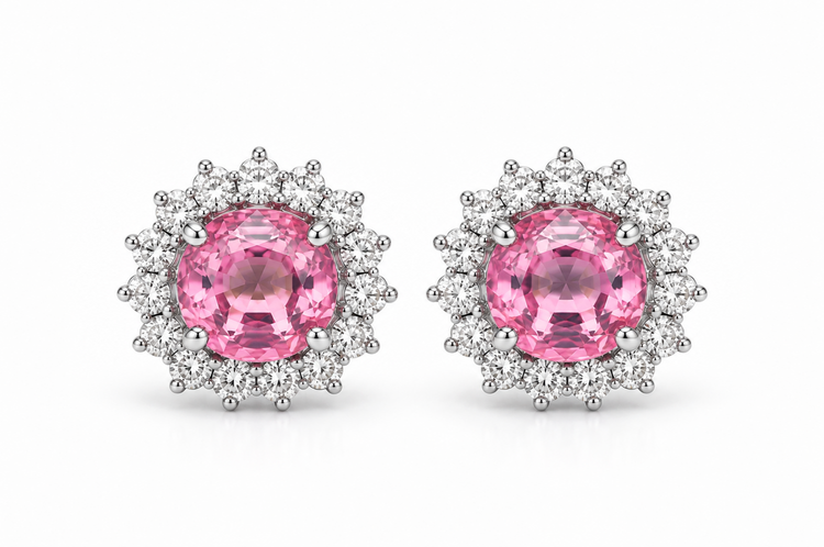 Aretes zafiro rosa