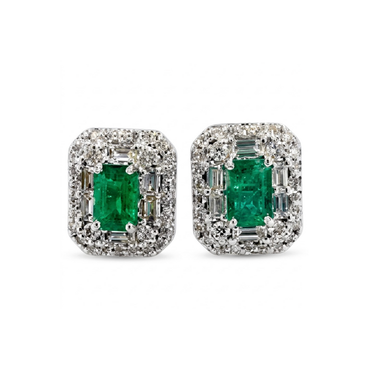 Aretes Diamantes y Esmeraldas