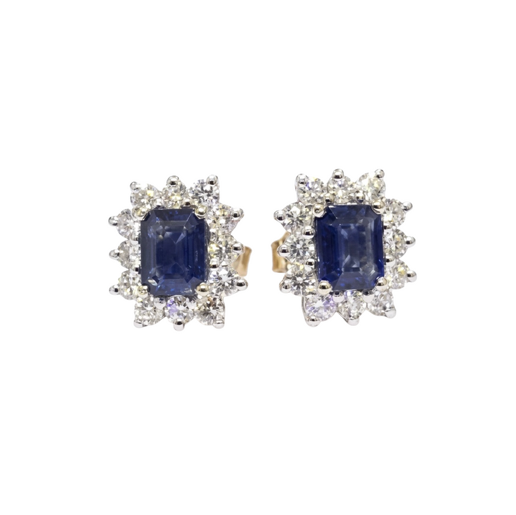 Aretes zafiro y diamantes