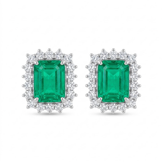 Aretes esmeralda y diamantes