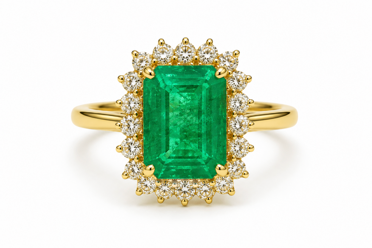 Anillo Esmeraldas y diamantes